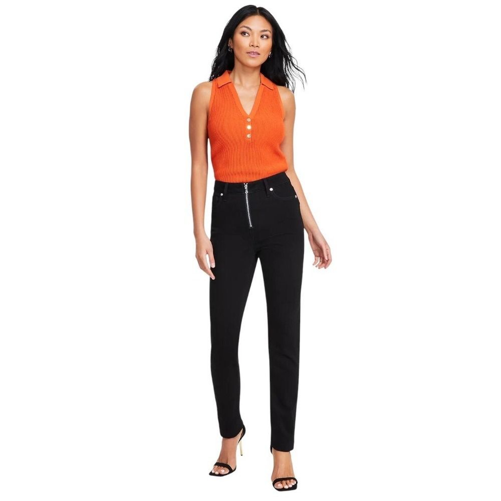 I.N.C. International Concepts Women's Exposed-Zip‎ Straight-Leg Jeans 18